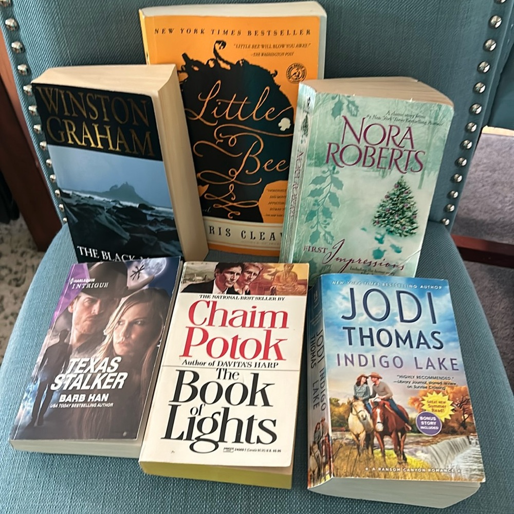 Lot of 6 Adult paperback books, EUC